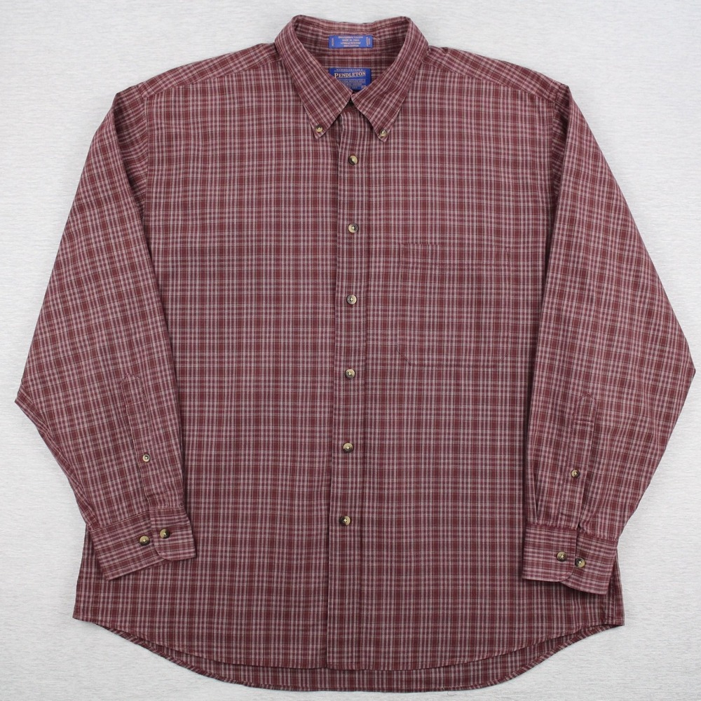 Pendleton Shirt Mens Size XL Burgundy Long Sleeve Button Down Broadway Cloth